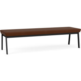3 Seat Rectangular Reception Bench, Black Frame, Patriot Plus Mocha Vinyl