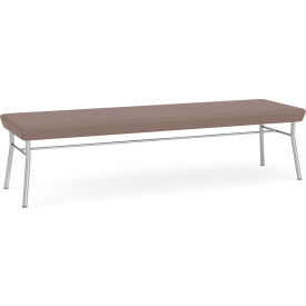 3 Seat Rectangular Reception Bench, Silver Frame, Open house Goose Fabric