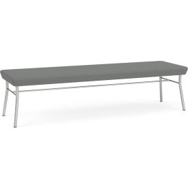 3 Seat Rectangular Reception Bench, Silver Frame, Open House Asteroid Fabric
