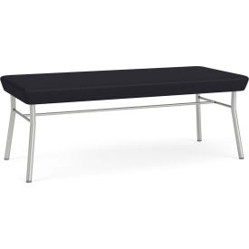 2 Seat Rectangular Reception Bench, Silver Frame, Patriot Plus Black Vinyl