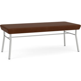 2 Seat Rectangular Reception Bench, Silver Frame, Patriot Plus Mocha Vinyl