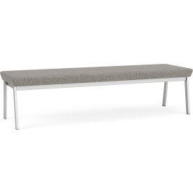 3 Seat Rectangular Reception Bench, Silver Frame, Connelly Dove Fabric