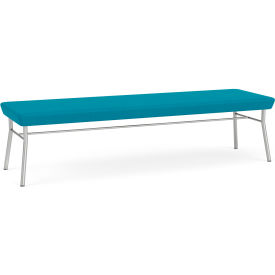 3 Seat Rectangular Reception Bench, Silver Frame, Open House Waterfall Fabric
