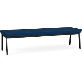 Newport 3 Seat Rectangular Reception Bench, Black Frame, Patriot Plus Imperial Blue Vinyl