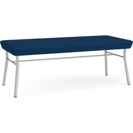 2 Seat Rectangular Reception Bench, Silver Frame, Patriot Plus Imperial Blue Vinyl