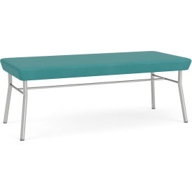 Chat 2 Seat Rectangular Reception Bench, Silver Frame, Patriot Plus Sea Vinyl