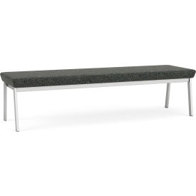 3 Seat Rectangular Reception Bench, Silver Frame, Connelly Crow Fabric