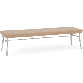 3 Seat Rectangular Reception Bench, Silver Frame, Connelly Wren Fabric