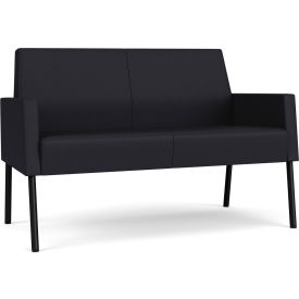 Lesro Mystic Lounge Reception Loveseat, Black Frame, Patriot Plus Black Vinyl