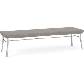 Chat 3 Seat Rectangular Reception Bench, Silver Frame, Connelly Dove Fabric