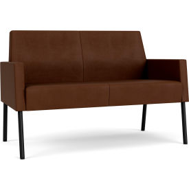 Mystic Lounge Reception Loveseat, Black Frame, Patriot Plus Mocha Vinyl