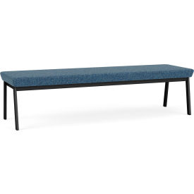 3 Seat Rectangular Reception Bench, Black Frame, Connelly Blue Jay Fabric