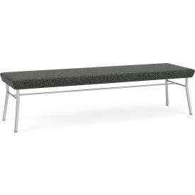 3 Seat Rectangular Reception Bench, Silver Frame, Connelly Crow Fabric