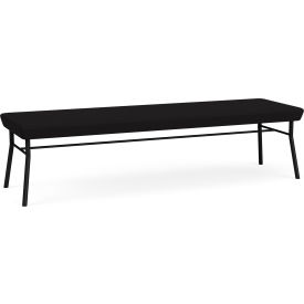 3 Seat Rectangular Reception Bench, Black Frame, Open House Black Fabric