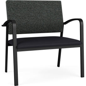 Newport Bariatric Chair, Black Frame, Connelly Crow Fabric Back, Patriot Plus Black Vinyl Seat