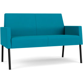 Mystic Lounge Reception Loveseat, Black Frame, Waterfall Fabric