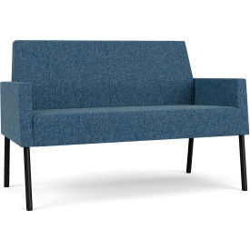 Mystic Lounge Reception Loveseat, Black Frame, Connelly Blue Jay Fabric