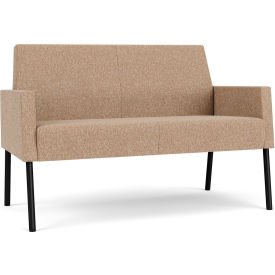 Mystic Lounge Reception Loveseat, Black Frame, Connelly Wren Fabric