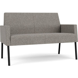 Mystic Lounge Reception Loveseat, Black Frame, Connelly Dove Fabric