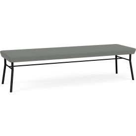 3 Seat Rectangular Reception Bench, Black Frame, Open House Asteroid Fabric