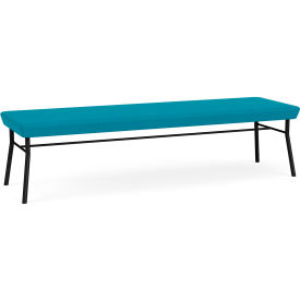 3 Seat Rectangular Reception Bench, Black Frame, Waterfall Fabric