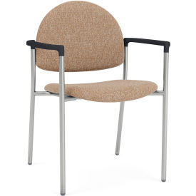Chat Guest Chair, Silver Frame, Onyx Black Armrests, Connelly Wren Fabric
