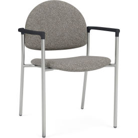 Chat Guest Chair, Silver Frame, Onyx Black Armrests, Connelly Dove Fabric