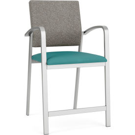 Newport Hip Guest Chair, Silver Frame, Connelly Dove Back, Patriot Plus Sea Vinyl Seat