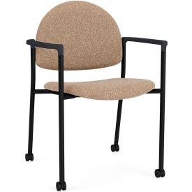 Chat Guest Chair with Casters, Black Frame, Onyx Black Armrests, Connelly Wren Fabric