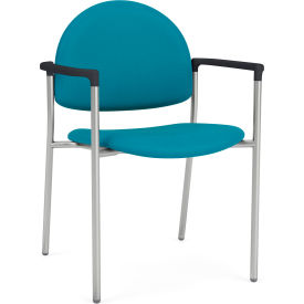 Chat Guest Chair, Silver Frame, Onyx Black Armrests, Open House Waterfall Fabric