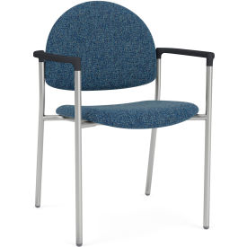 Chat Guest Chair, Silver Frame, Onyx Black Armrests, Connelly Blue Jay Fabric