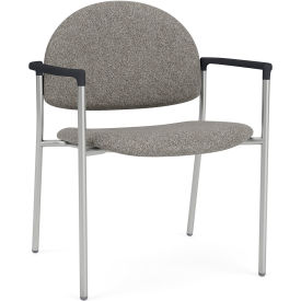 Wide Guest Chair, Silver Frame, Onyx Black Armrests, Connelly Dove Fabric