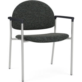 Wide Guest Chair, Silver Frame, Onyx Black Armrests, Connelly Crow Fabric