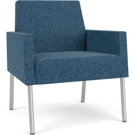 Mystic Lounge Guest Chair, Silver Frame, Connelly Blue Jay Fabric