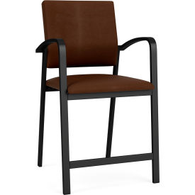 Lesro Newport Hip Guest Chair, Black Frame, Patriot Plus Mocha Vinyl