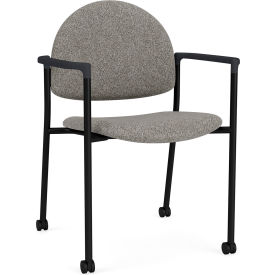 Chat Guest Chair with Casters, Black Frame, Onyx Black Armrests, Connelly Dove Fabric