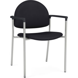 Chat Guest Chair, Silver Frame, Onyx Black Armrests, Patriot Plus Black Vinyl