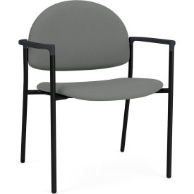 Wide Guest Chair, Black Frame, Onyx Black Armrests, Open House Asteroid Fabric