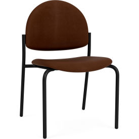 Chat Armless Guest Chair, Black Frame, Patriot Plus Mocha Vinyl