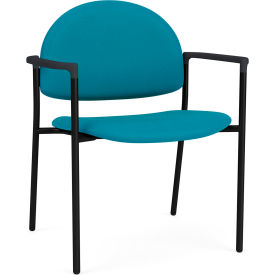 - Lesro Chat Wide Guest Chair, Black Frame, Onyx Black Armrests, Open House Waterfall Fabric