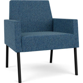 Lesro Mystic Lounge Guest Chair, Black Frame, Connelly Blue Jay Fabric