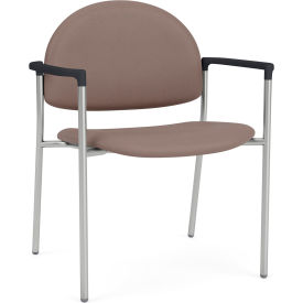 Chat Wide Guest Chair, Silver Frame, Onyx Black Armrests, Open House Goose Fabric