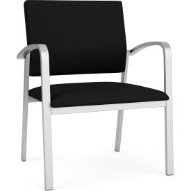 Newport Wide Guest Chair, Silver Frame, Black Fabric