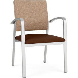 Newport Guest Chair, Silver Frame, Connelly Wren Back, Mocha Vinyl Seat