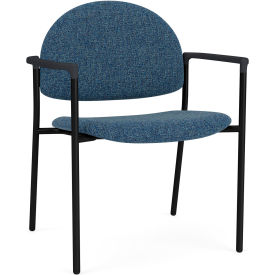 Wide Guest Chair, Black Frame, Onyx Black Armrests, Connelly Blue Jay Fabric
