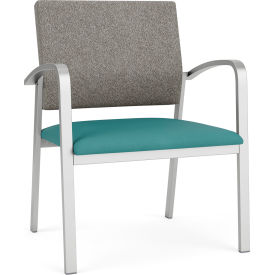 Newport Wide Guest Chair, Silver Frame, Connelly Dove Back, Patriot Plus Sea Vinyl Seat