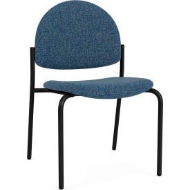 Chat Armless Guest Chair, Black Frame, Connelly Blue Jay Fabric