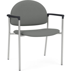Lesro Chat Wide Guest Chair, Silver Frame, Onyx Black Armrests, Asteroid Fabric