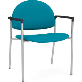 Chat Wide Guest Chair, Silver Frame, Onyx Black Armrests, Open House Waterfall Fabric