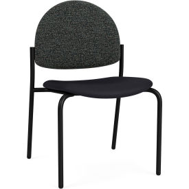 Armless Guest Chair, Black Frame, Connelly Crow Fabric Back, Patriot Plus Black Seat
